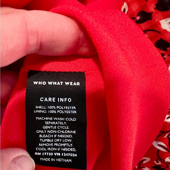 Who What Wear red/blk/wht high low ruffle sleeveless dress. NWT, never worn. - Picture 9 of 9